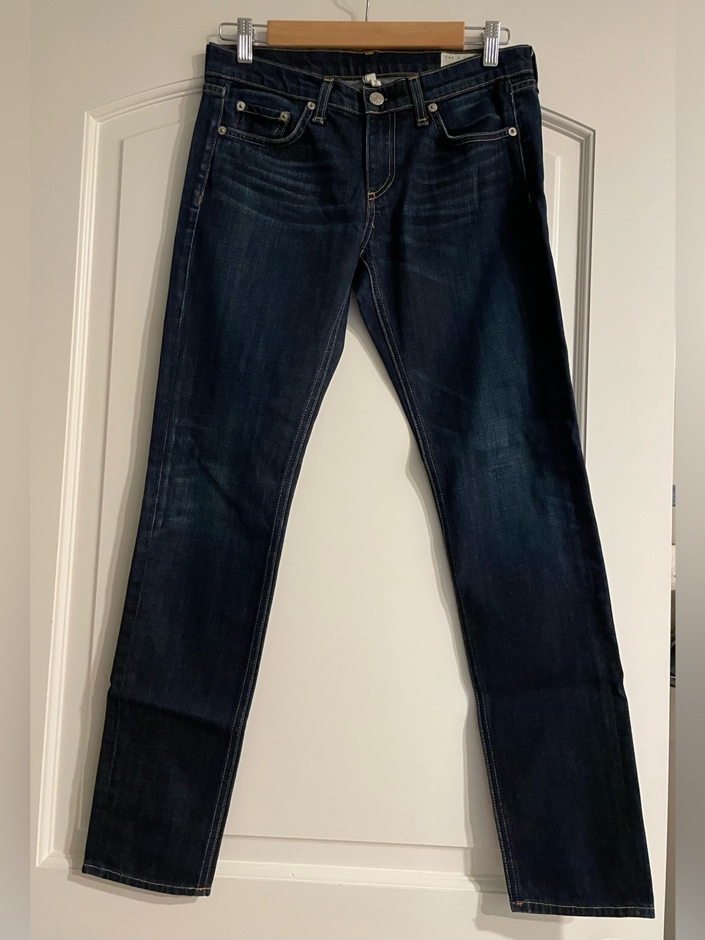 rag & bone Jeans Mid Rise Dark Blue Denim Dark Wash Button Zip 25